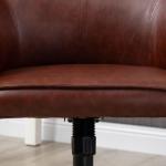 Kontorsstol i Konstläder, Bekväm Skrivbordsstol med Vippfunktion, Justerbar Arbetsstol för Kontor, Brun, 93-101 cm