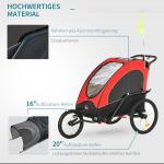 Barnvagn Joggercykelvagn 3 i 1 Aluminium för 2 Barn med Flagga Röd Svart 150 X 85 X 107 Cm