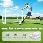 Fotbollsmål med Robust Nät och Markpinnar för Träning och Match för Barn och Vuxna Stabil och Lättmonterad Vit Plast 180 x 92 x 124 cm