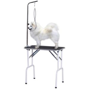 Hopfällbart Djurvårdsbord, Klippbord för Hundar och Katter, Metall, Svart, 81 x 48,5 x 80 cm