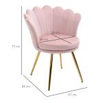 Fåtölj Loungestol Lotusformad Design Rosa av Sammetslook och Metall för Vardagsrum och Sovrum Stoppad Stol