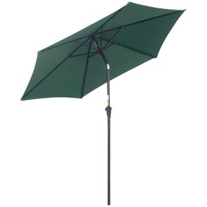 Fällbart Parasoll Trädgårdsparaply Marknadsparaply med Handvev Aluminium och Polyester 180 G/M² Mörkgrön Ø2,6 X 2,35 M