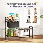 Matbar Hund med Förvaring Justerbar Svart MDF och Rostfritt Stål för Hundar Upphöjda Matskålar med Låda och Hylla 800 ml 90x27x74 cm
