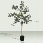 Konstgjord Växt Eukalyptus Konstträd i Kruka Grön av Plast och Cement för Vardagsrum och Kontor Naturtrogen Dekoration Höjd 150 cm