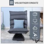 Snurrbar Golvsoffa med Ryggstöd, Justerbar Relaxstol med 5 Lägen, Bekväm Sittplats för Golvet, Mörkgrå
