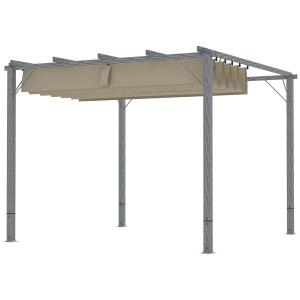 Pergola Trädgårdspaviljong med Magnetplatta Grå av Aluminium för Terrass och Trädgård Fristående Solskydd 3 x 3 m