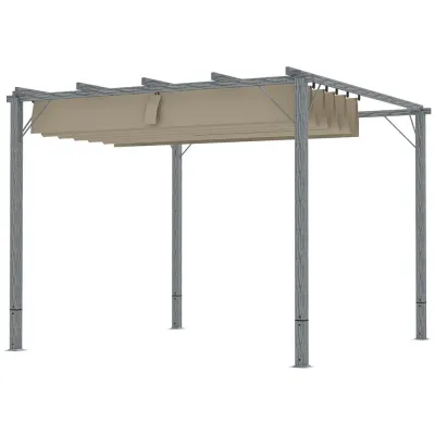 Pergola Trädgårdspaviljong med Magnetplatta Grå 3 x 3 m