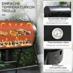 Kolgrill BBQ Rökare med Lock Svart av Metall för Camping och Terrass Mobil Grillvagn med Termometer 95 x 71,5 x 102 cm