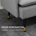 Tvåsits Soffa Loveseat Grå av Linnelook och Trä för Vardagsrum och Sovrum Dubbelsoffa med Kuddar Bekväm 139 x 68 x 76 cm