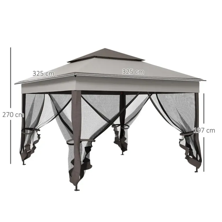 Hopfällbart Paviljong Trädgårdstält 3,25 x x 2,65 m