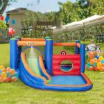 Uppblåsbar Vattenpark med Hoppborg, Stort Lekland med Rutschkana och Pool, Rolig Sommarlek för Barn, Flerfärgad, 3 år+