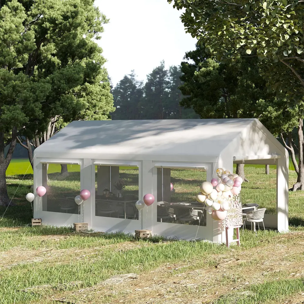 Stort Partytält med Fönster Rymlig Paviljong 6 x 3 M