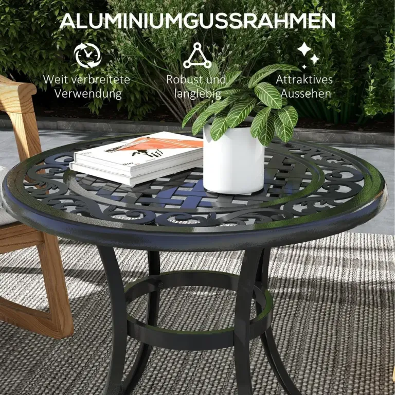 Sidobord Trädgårdsbord Svart av Aluminium 60 x 60 cm