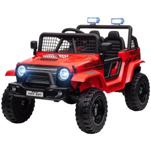 Barnelbil Elbil Röd av Plast för Barn 3-6 År 12V Terrängfordon med 2,4G Fjärrkontroll och Musik 3-5 km/h