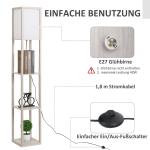 Golvlampa 3 Hyllplan Innerbelysning E27 upp till 40 W E1-MDF och Akryl Ek och Vit 26 X 26 X 160 Cm