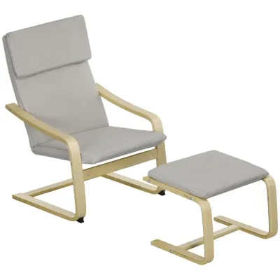 Fåtöljset Relaxstol Ljusgrå av Linne 66,5 x 80 x 99 cm