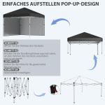 Hopfällbar Paviljong Partytält Svart av Stål och Tyg för Terrass Pop-Up Tält med UV-Skydd och Sidoväggar Sandsäck 2,97 x 2,97 m