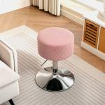 Höjdjusterbar Stoppad Barpall med Metallram, Manchesterlook, 360° Roterbar, Rosa