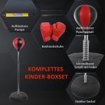 Stansbollset Boxningsboll Röd Svart Konstläder Höjdjusterbart Stativ med Handskar och Pump 125-145 Cm