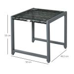 Runt Trädgårdsbord Konstrotting Elegant Sidobord med Glasskiva och Aluminiumram Väderbeständig Grå