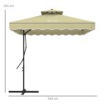Parasoll Balkongparasoll Beige av Metall och Polyester för Trädgård och Terrass Fribärande med Dubbeltak och Volanger 243 x 243 cm
