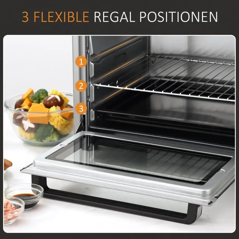 Miniugn 32 l med Bakplåt & Timer 1600 w Silver