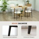 Set med 4 Matstolar med Mjuk Tygklädsel, Stålben och Armlös Design, Vit