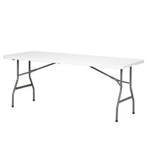 Campingbord Fällbart Bord Vit av HDPE och Stål för Trädgård och Balkong Buffébord för 6 Personer Robust och Bärbar 180 x 75 x 73 cm