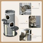Kattskrapa Lektunna Grå av Plysch och Sisal för Katter Kattmöbler med Kattbädd Lekboll och Plattformar Rolig Aktivitet 99 cm