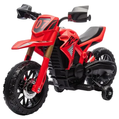 Elektrisk Barnmotorcykel 6 v med Stödhjul Röd