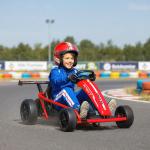 Elbil Go-kart 24V Röd Metall och Plast för Barn 8-12 År Elektrisk Bil med Driftläge och Musik Säkerhetsbälte Rolig Körning