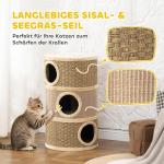 Klöstunna Stor Khaki och Brun Sisal för Stora Katter 3 Våningar Kattgrotta med Klöspelare Robust 45x45x79 cm