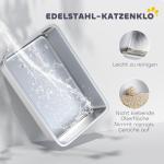 Kattlåda Rostfritt Stål med Matta Grå Metall för Katter Upp till 7 kg Öppen Toalett med Hög Kant och Spade Lättstädad och Hållbar 60 x 40 x 30 cm