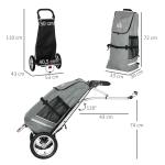 Cykelkärra och Shoppingvagn 2-i-1, Smidig Transportvagn med Väska, Praktisk Handkärra för Handling, Grå/Silver, 53 x 43 x 110 cm
