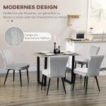Set med 4 Matstolar, Accentstolar med Velourlook, för Kök och Matsal, Ljusgrå + Svart