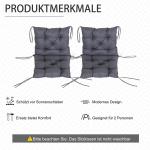 2-Pack Kuddar för Lågryggade Stolar Sittdynor Trädgårdsdynor Komfortabla Utomhusdynor Grå