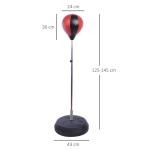 Stansbollset Boxningsboll Röd Svart Konstläder Höjdjusterbart Stativ med Handskar och Pump 125-145 Cm