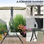 Hammock Trädgårdsgunga 2-Sits Krämvit av Tyg ve Metall för Trädgård ve Terrass Gungbänk med Justerbart Solskydd 220 kg 150 x 120 x 182 cm