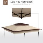 Ersättningstak Paviljongtak Kaffe av Polyester för Trädgårdspaviljong Vattentät Topp för Metallpaviljong 3,25 x 3,25 m
