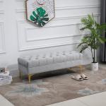 Bänk Skobänk Sammetsöverdrag med Upphöjda Ben för Sovrum och Hall Ljusgrå 118 X 45 X 42 Cm