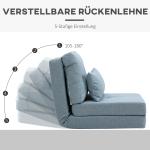Golvstol, Vikmadrass, 2-i-1 Design med Avtagbar Kudde, 60 x 80 x 56 cm, Himmelsblå