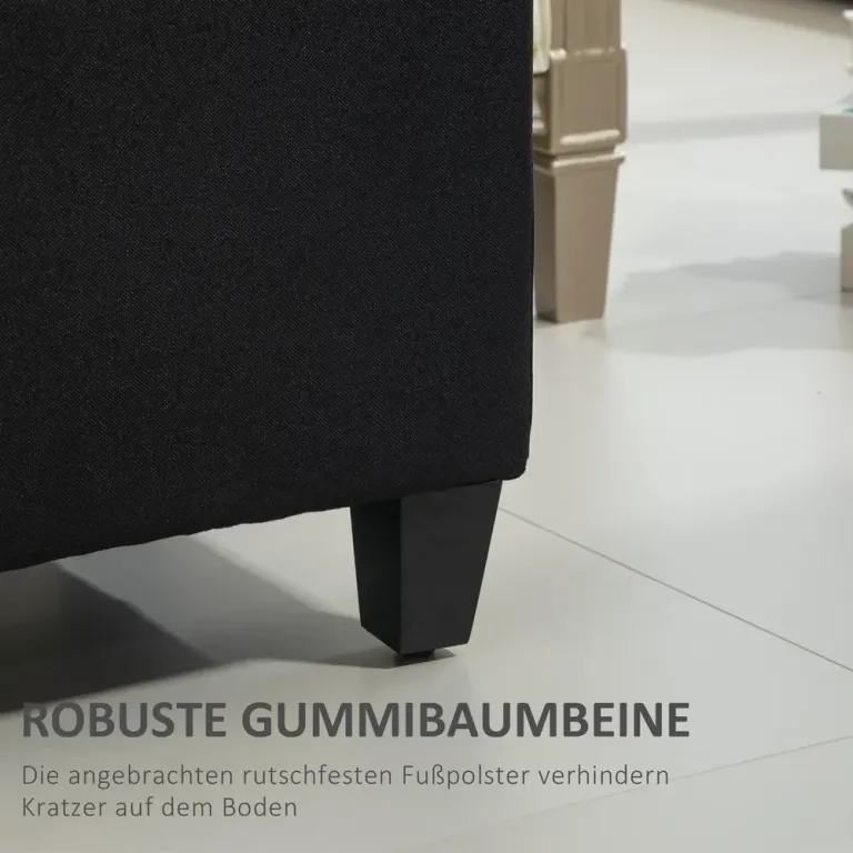 Sittbänk med Förvaring & Knapphäftning Svart