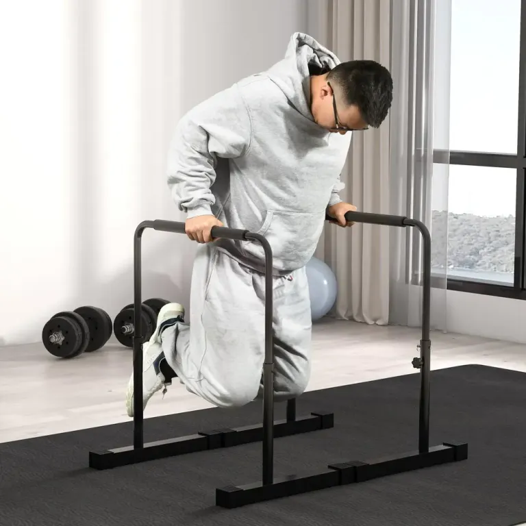 Dip Station Träningsredskap Svart av Stål för 80-100 cm