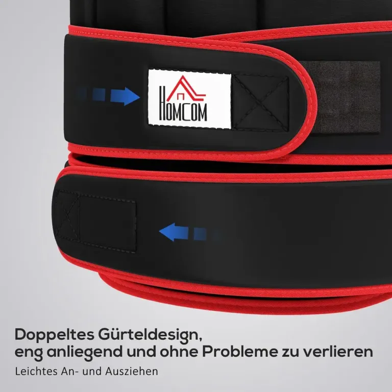 Viktväst 20 kg med Dubbla Remmar, Svart och Röd
