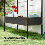 Blomställer Husform Svart Metall för Trädgård och Balkong med 2 Hyllor och Krokar Dekorativ 150 cm