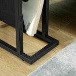 Sidobord Soffbord Svart av Metall och Glas för Vardagsrum Bord med Tygpåse och Förvaring 40 x 18 x 55,5 cm
