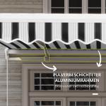 Manuell Markis med Vev, Justerbart Solskydd för Balkong och Fönster, Väggmonterad Markis i Aluminium, Vit/Blå, 395 x 245 cm