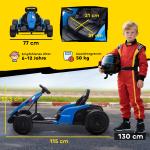 Elbil Gokart 24V Blå Plast och Metall för Barn 6–12 År Elektrisk Bil med Driftläge och Musik Justerbar Sits Säker Körning