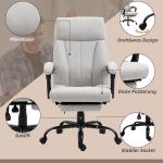 Kontorsstol Chefsstol Ljusgrå av Tyg och Metall för Kontor och Hemmakontor Ergonomisk med Massagefunktion och Fotstöd Bekväm
