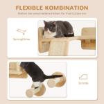 Kattklättervägg Kattmöbel Beige av Sisal och Trä för Katter upp till 5 kg 3 Delar Väggmonterad med Skrapbräda och Hoppplattor